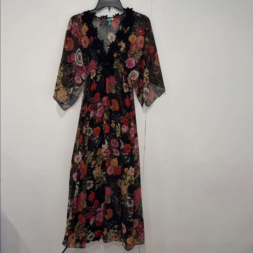 Farm Rio Laina Floral Boho Maxi Dress Size XS - Picture 2 of 8